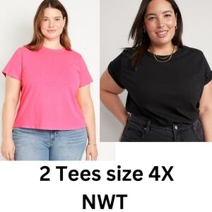 NWT (2 Tees) Old Navy Pink and Black 4X Everywear Z-2586